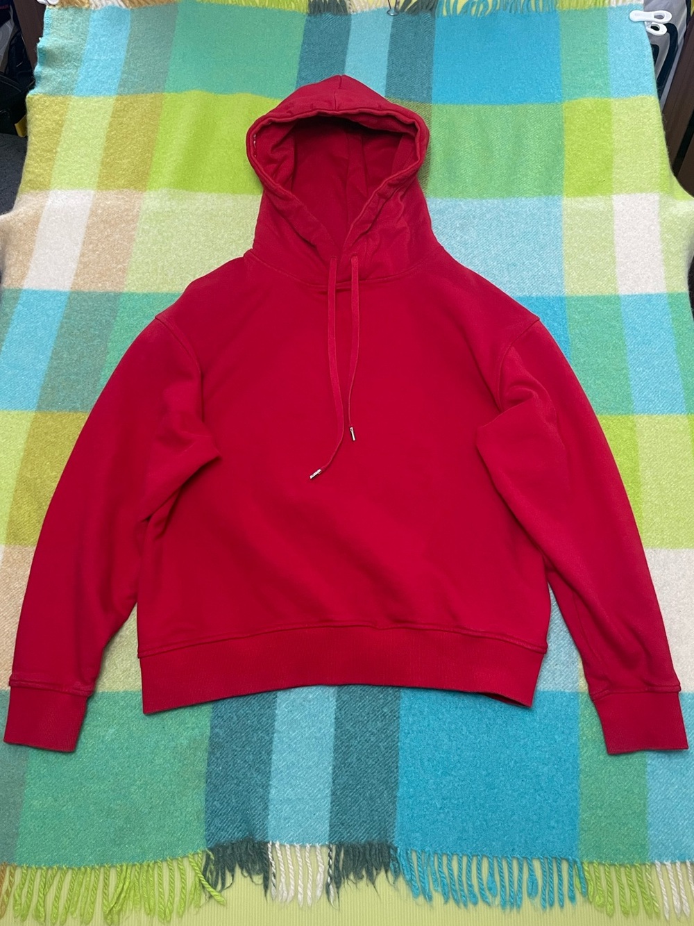 Acne Studios Heavyweight Red Cropped Hood Branding Sweatshirt Hoodie Men’s